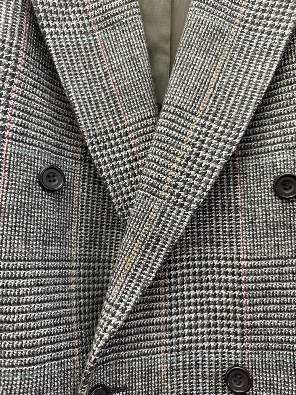 Evan Picone Gray Glen Plaid Double-Breasted Sport Coat